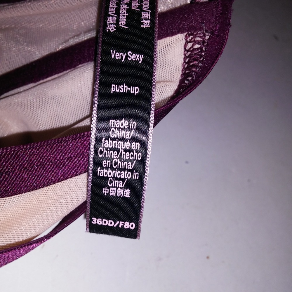 Victoria Secret Bra 36DD Very Sexy Push Up Purple Plum Kir Front Close Racerback - Picture 8 of 8